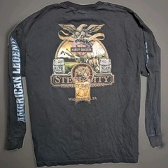 Harley Davidson Shirt Mens L Black Steel City Motorcycle Rider Biker American
