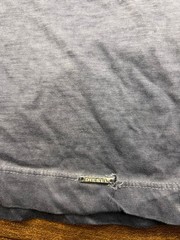 Diesel Grey V-Neck T-Shirt Mens Large Faded Washed Cotton Minimal Designer Casua