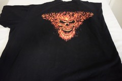 8XL Flaming Skull Black T Shirt Liquid Blue