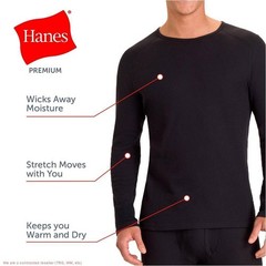Hanes Men’s Thermal Long Sleeve Waffle Knit Shirt – Black L *SEE DEAL!!!*