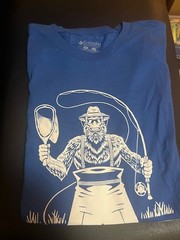 Columbia Mens Novelty Tee Blue and White XL 100% Cotton APE Fisherman