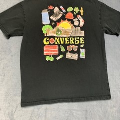 Converse Oversized Fit T Shirt Mens M Black Graffiti Cartoon Short Sleeve Summer