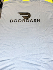 DoorDash Front & Back Food Delivery Driver SKY BLUE Short Sleeve 2XL Shirt *RARE