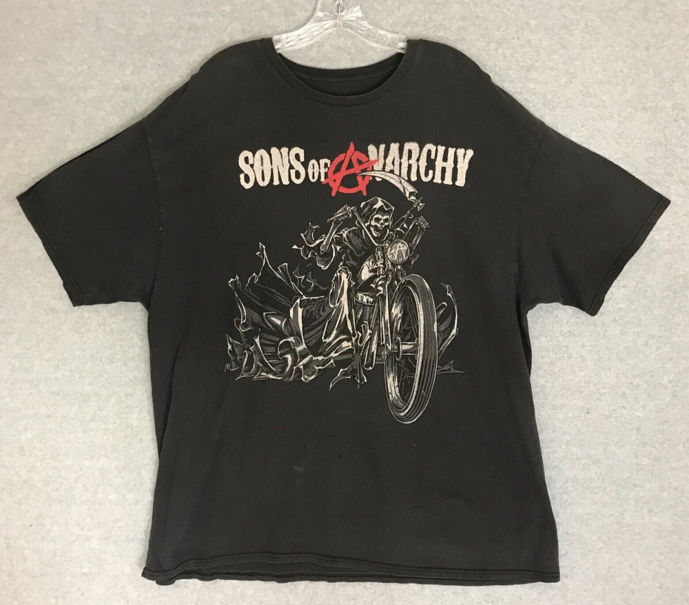 Sons Of Anarchy Shirt Mens XL Skeleton Biker art Black Short Sleeve Tee Pullover