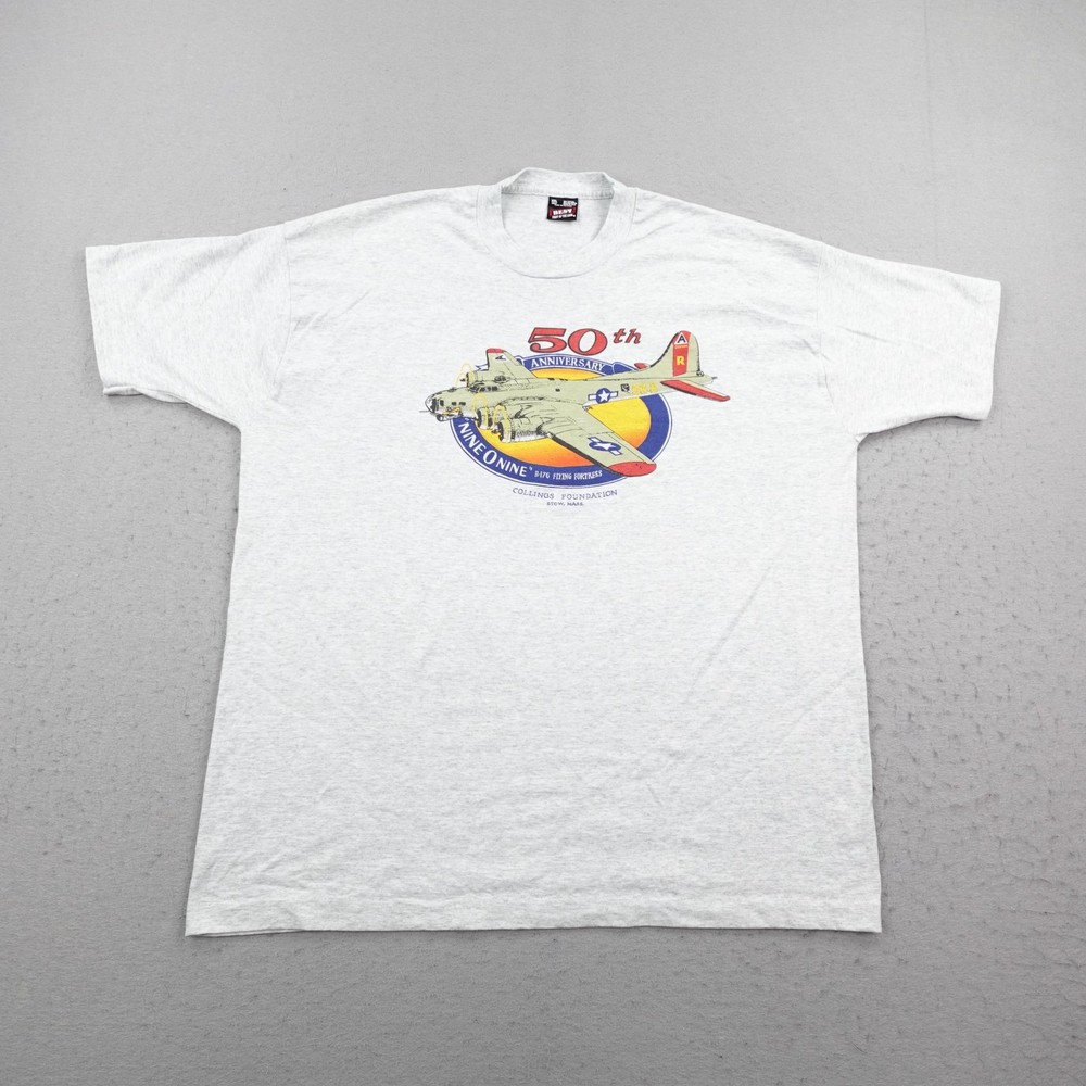 Vintage B-17 Flying Fortress Shirt Mens 2XL Gray 909 Bomber Plane Airplane 90s