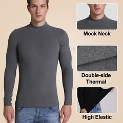 Men Long Sleeve T-shirt High Neck Jumper Undershirt Mock Neck Tops Pullover Slim