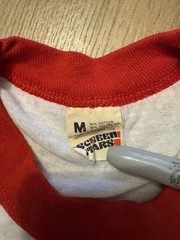 Vintage 80s Single Stitch Ringer T Shirt White Red NEW/OLD Stock Single Stitch