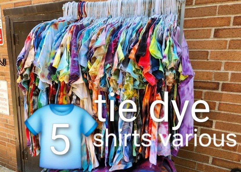 5 LARGE Unisex Tie Dye T-ShirtS Bundle Handmade Ice Dye Lot Unique One of a Kind