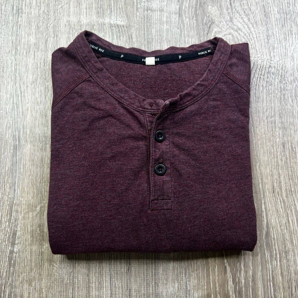 Public Rec Go To Long Sleeve Henley Men’s L Large Stretch Performance Logo