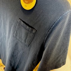 Common People Men Shirt Medium Pull Over blue popcorn texture Chest Pocket New