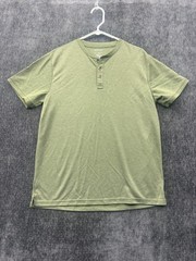 Apt. 9 Premier Flex Henley Shirt Mens Medium Green Classic Casual Short Sleeve