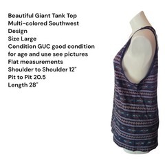 Beautiful Giant Tank Top Men’s Large Multicolored Aztec Southwest Print