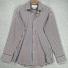 Mizzen Main Shirt M Trim Fit White Check Stretch Performance Long Sleeve Button