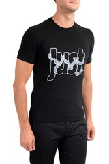 Just Cavalli Men’s Black Graphic Print Crewneck T-Shirt US 2XL IT 56