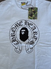 A Bathing Ape BAPE x Chrome Hearts Men’s M White Baby Milo Logo Graphic Crew Tee