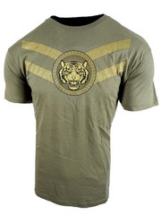 Mens T- Shirt Blue Black or Olive New Gold Luxury Stripe Prints Slim Fit