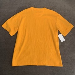 Mode of One Mens S Textured T-Shirt Short-Sleeve Relaxed-Fit Crinkle Orange NWOT