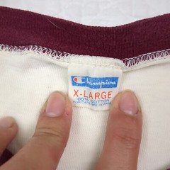 VTG Champion Bradley Uni White Ringer Tee Size XL Made in USA Single Stitch