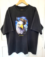 VTG Single Stitch Crewneck Bald Eagle Freedom Graphic T-Shirt Black 2001