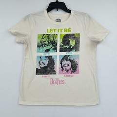 The Beatles Band Tshirt Mens M Cream Let It Be Music Graphic Tee Streetwear