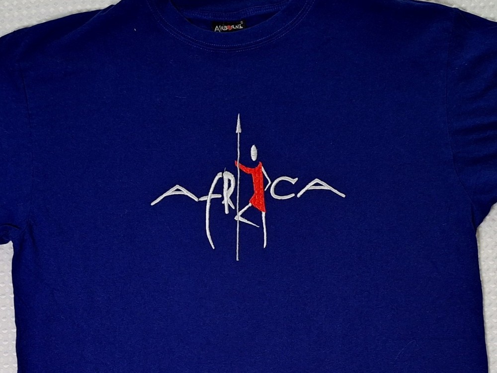 Africa Embroidered Souvenir Blue T-shirt Size L Airborne Kenya