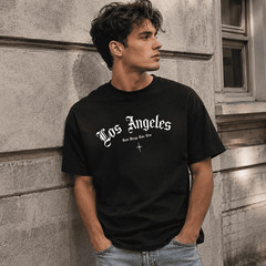 Los Angeles Gothic Letter T-Shirt Old English Streetwear Casual Tee