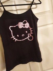Hello Kitty tank top Middle Finger Pink Glitter xs through xxl