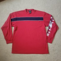 Y2k No Boundaries Long Sleeve T Shirt Asian Dragon Asymmetrical Stripe Large