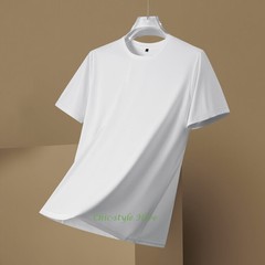 Summer fashion Men’s Silk T-Shirt Short Sleeve Luxury Soft Breathable Tee