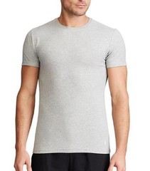 3 PACK POLO RALPH LAUREN STRETCH SLIM FIT COTTON GRAY BEIGE CREW NECK T SHIRTS