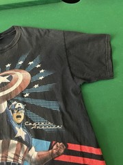 VTG Captain America Shirt Men XL Black Marvel Mad Engine Graphic Y2K Small Flaw