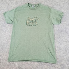 Fairbanks Alaska Shirt Mens Medium Green Graphic Crew Neck Short Sleeve Stretch