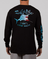 Mens Salt Life Amerisail Graphic Pocket L/S T-Shirt BLACK – 2XL/XL/Large – NWT