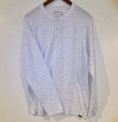 Faherty Cloud Cotton Men’s Henley Long Sleeve Knit T-Shirt White L Pima/Modal