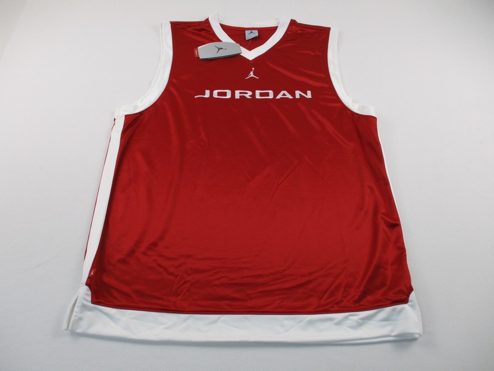 Vintage Air Jordan Shirt Mens XL Red Athletic Tank Top Y2K Baggy Satin Silky