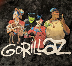 Vintage Gorillaz Tie-Dye T-Shirt L Graphic Cartoon Band Print Black Gildan Y2K