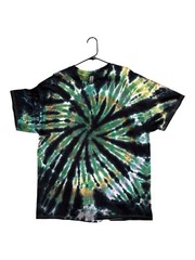 Handmade Forest Spiral Tie Dye T-Shirt Green, Black Gildan Cotton Unisex XL