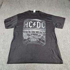 AC/DC Back In Black 1980 Graphic T-Shirt Black Delta Pro Weight Large Mens