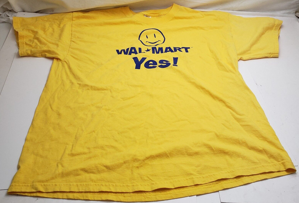 Vintage Yellow Walmart Smiley Face Walmart Yes T-Shirt Size Extra Large