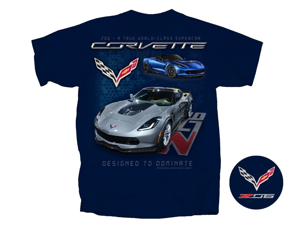 Joe Blow T’s Chevy Corvette Z06 Men’s Blue T-Shirt C7 Designed To Dominate