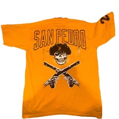 Vintage Pro Club San Pedro Pirates Skull Graphic T-Shirt Orange Size L