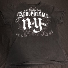 Men’s Black Aeropostale Shirt Size Large L New York Graphic Print Fighting East