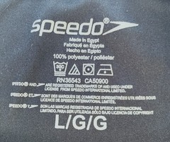 Speedo Men’s Rash Guard Shirt L Large UV50 Black Swimming Stretch Short Sleeve