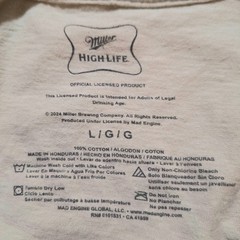 Miller High Life Beer Graphic Tshirt Mens L Short Sleeve Crew Neck Beige Cotton