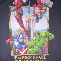 Marvel Avengers Men’s L/G Black Empire State Building Graphic Crew Neck Tee