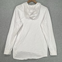 Barstool Sports Henley Shirt L White Lightweight Hooded Long Sleeve Pullover