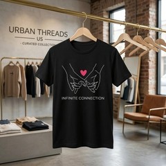 Infinite Connection T-Shirt – Minimalist Pinky Swear Hands Design for Couples