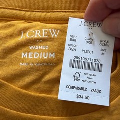NWT J. Crew Men’s Dried Saffron Gold Washed Jersey Crewneck Tee – SIZE LARGE