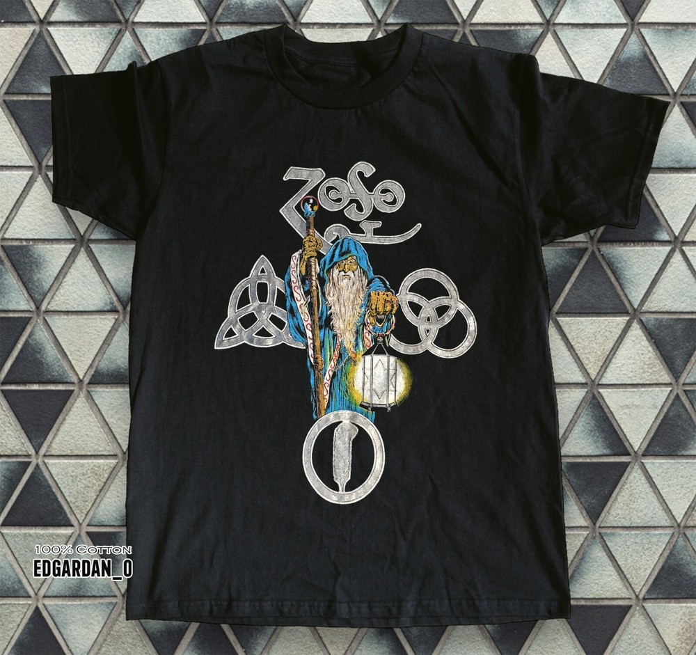 Led Zeppelin Zoso The Hermit Wizard Black Unisex T-shirt Size S-5XL