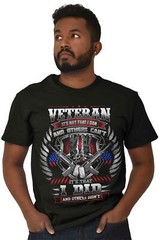 Veteran American Flag Patriotic Military Mens Casual Crewneck T Shirts Tees
